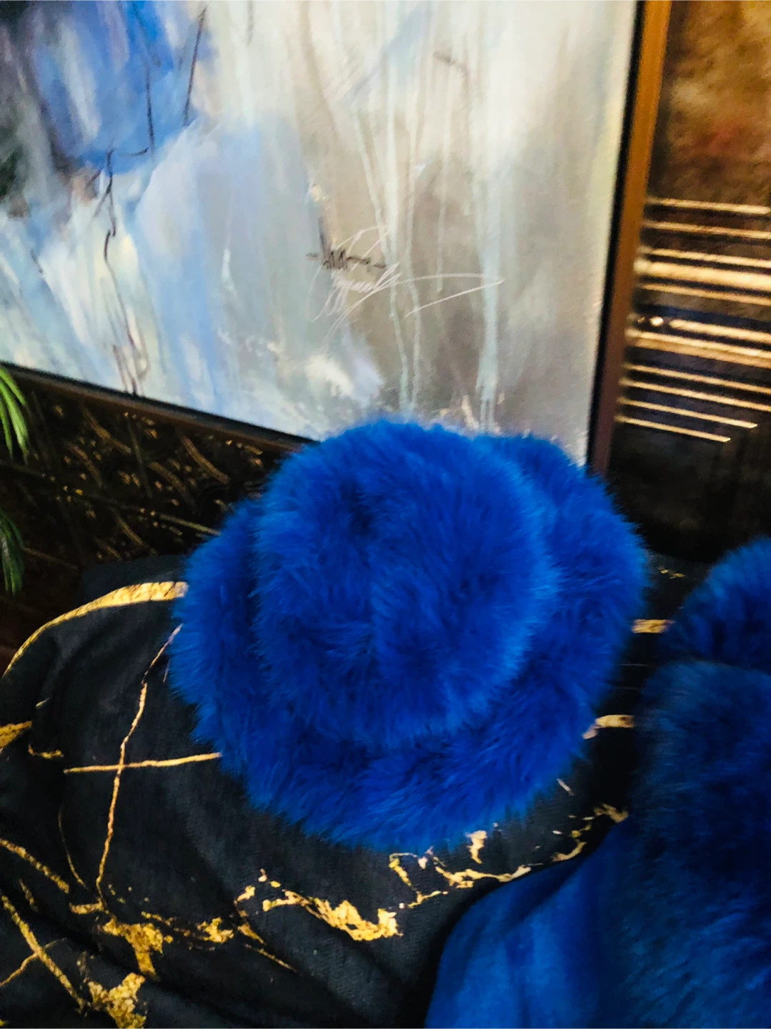 Vibrant Blue Faux Fur Robe and Hat Set - photo 3