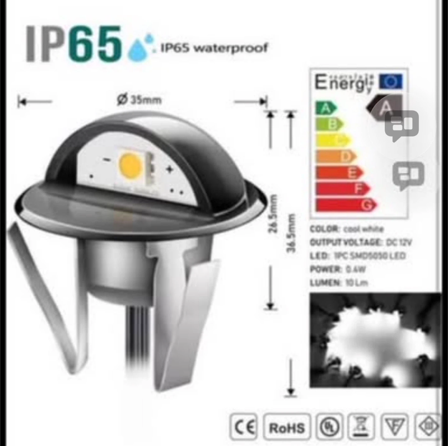 IP65 Waterproof LED Deck Light - Cool White - photo 2