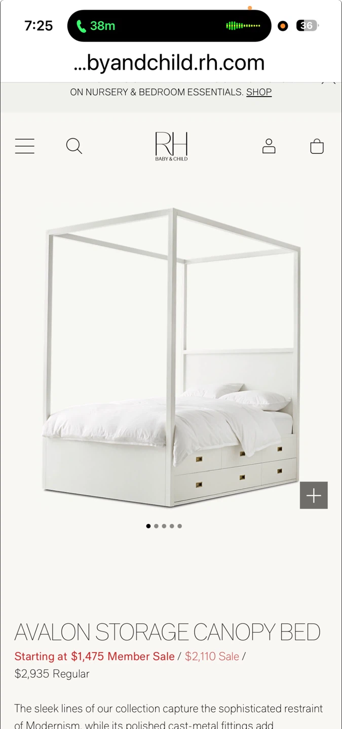 Restoration Hardware Queen White Four Post Bed