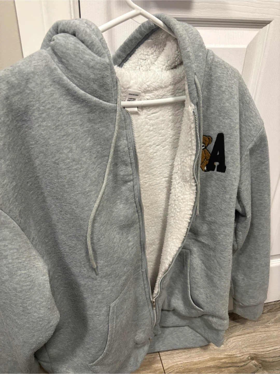 Grey Teddy Bear Zip-Up Hoodie - photo 2