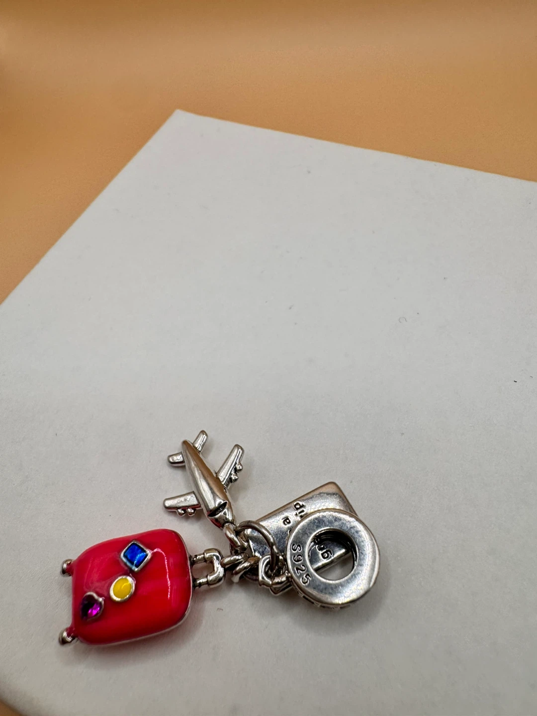 Travel Charm with Suitcase and Airplane - S925 Sterling Silver - photo 4