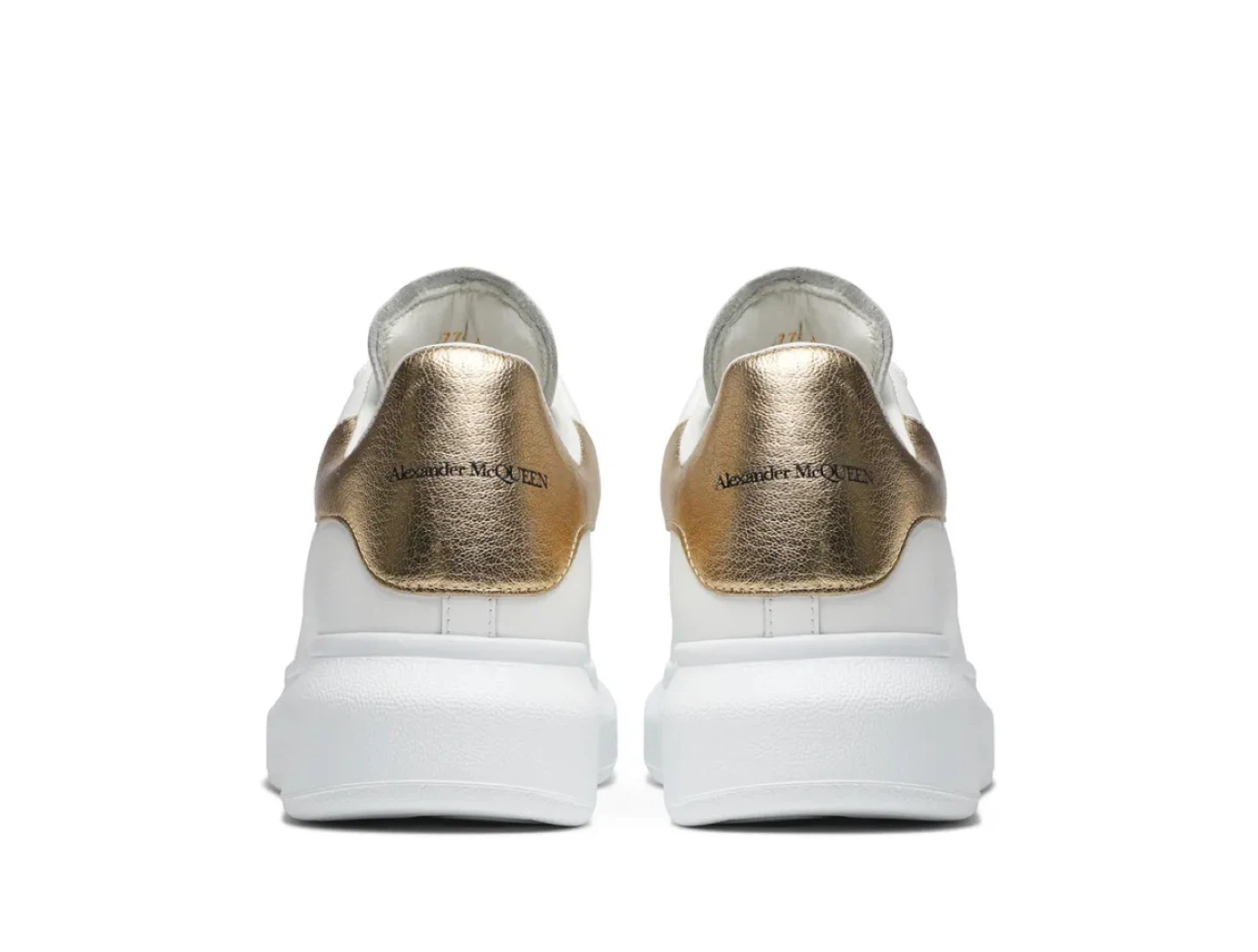 Alexander McQueen White & Gold Leather Sneakers - photo 2