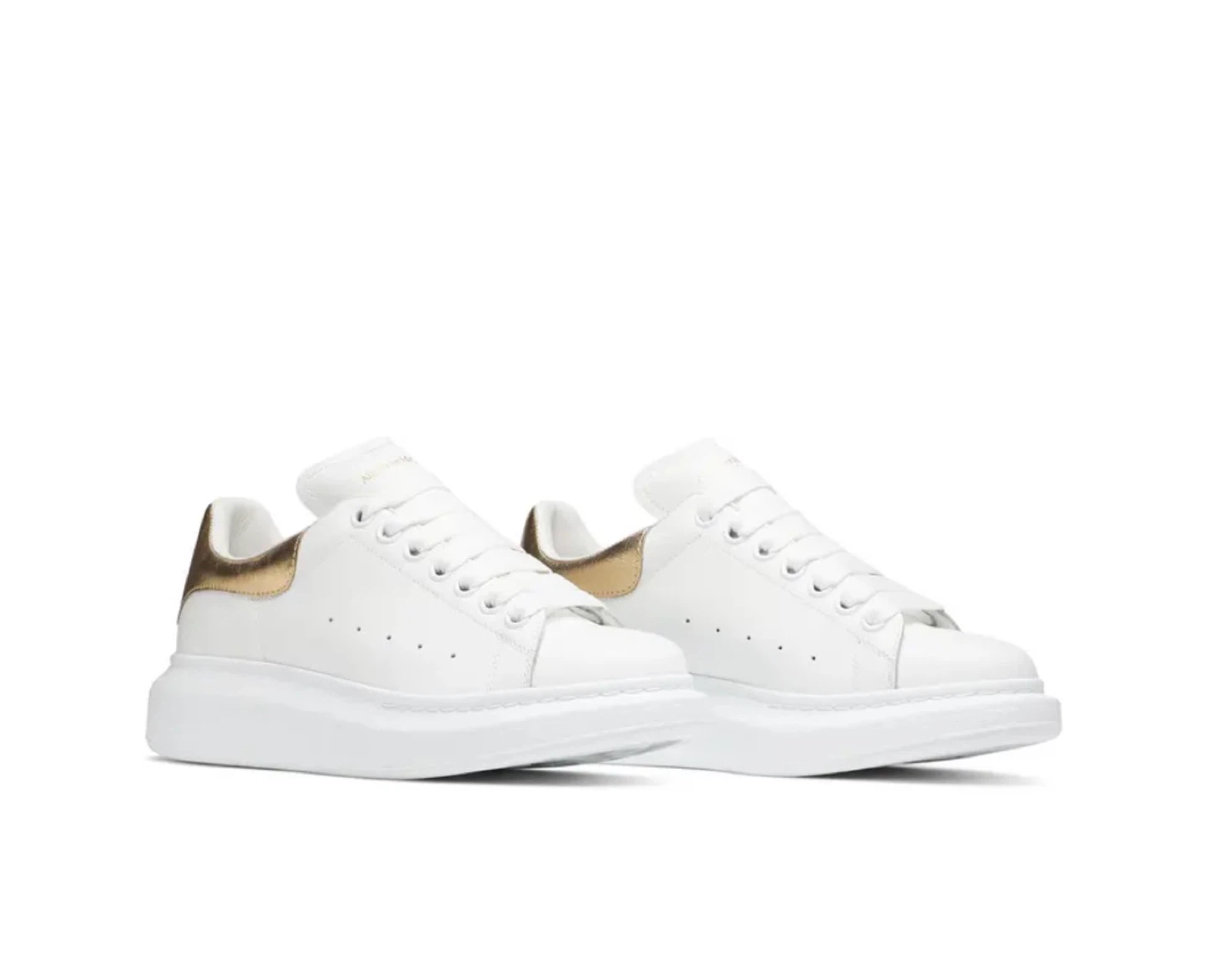 Alexander McQueen White & Gold Leather Sneakers - photo 3