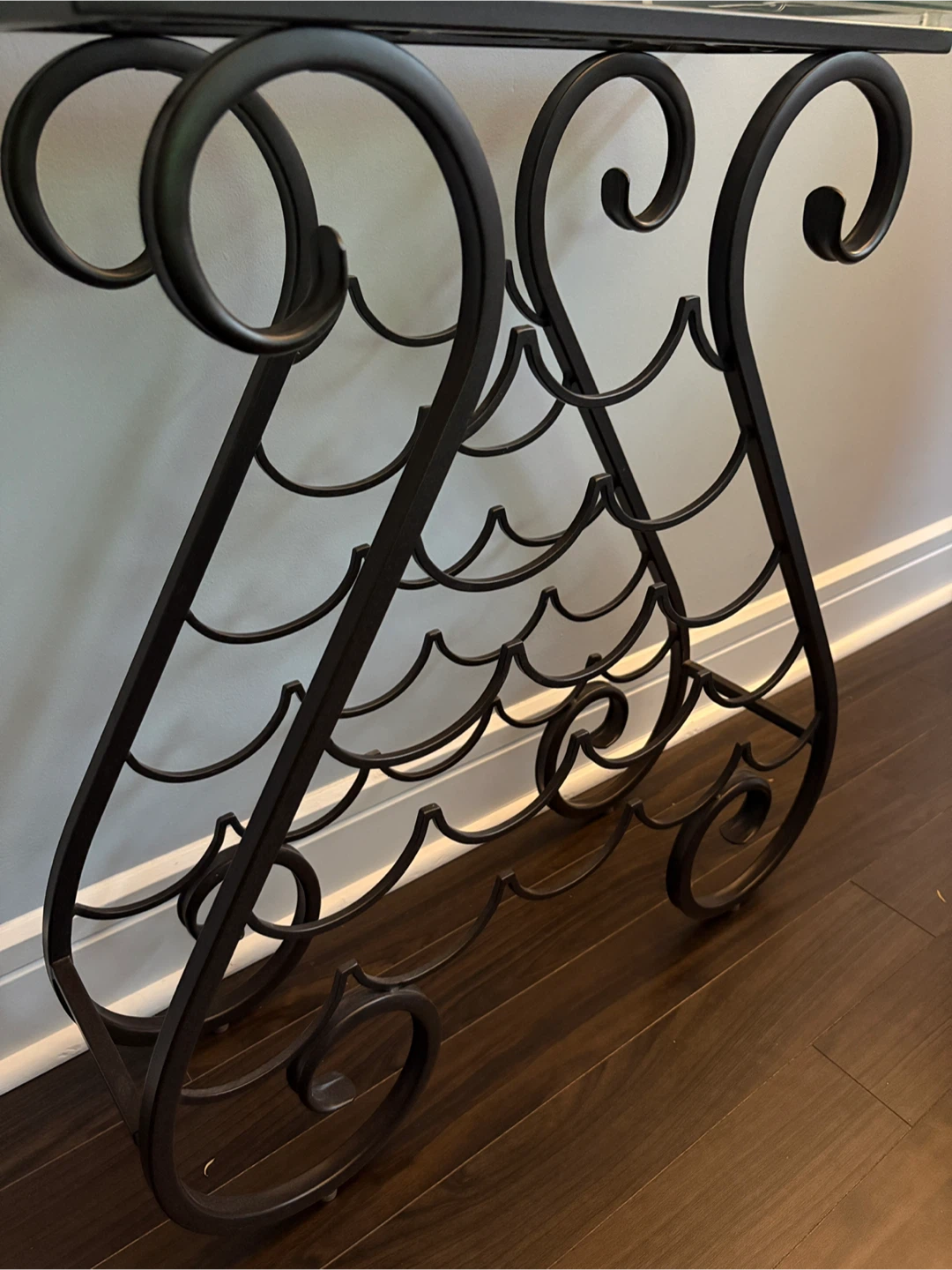 🍷 Metal Wine Rack Table with Glass Top – Holds 15 Bottles - photo 4