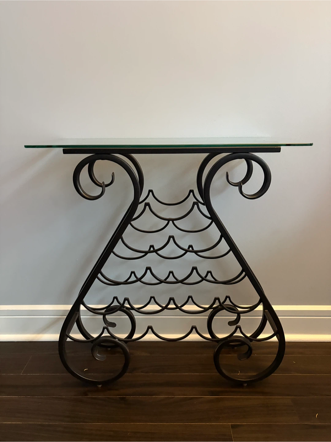 🍷 Metal Wine Rack Table with Glass Top – Holds 15 Bottles - photo 5