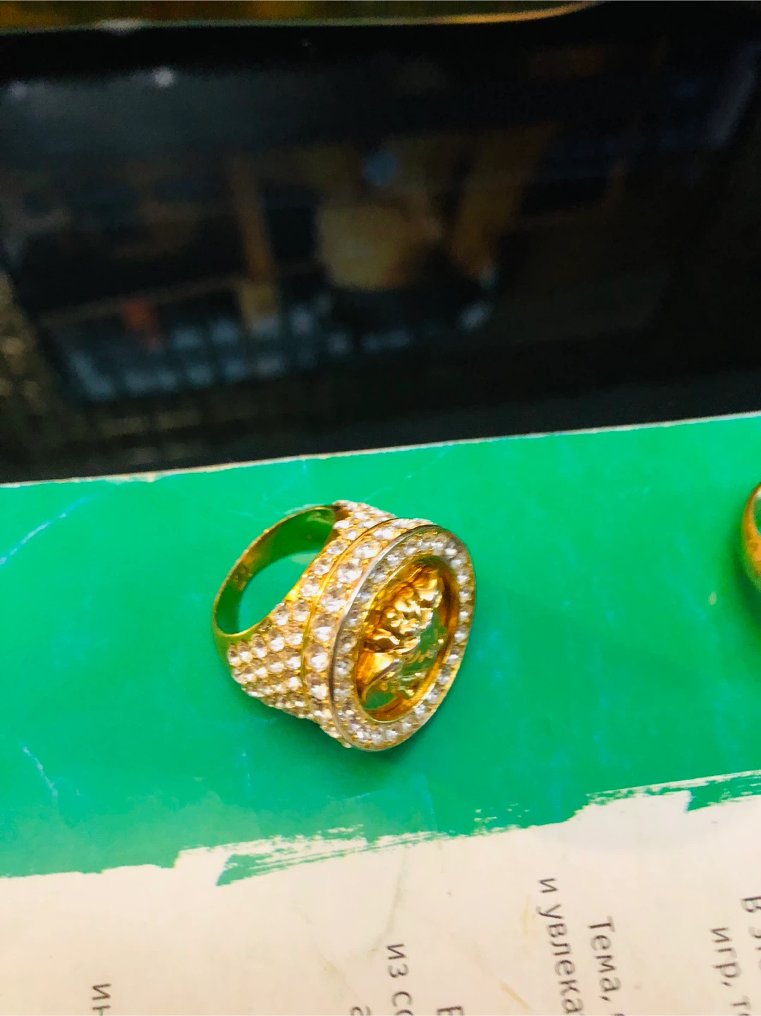 24 k Gold  plated  Versace Ring with  stones 9 - photo 2