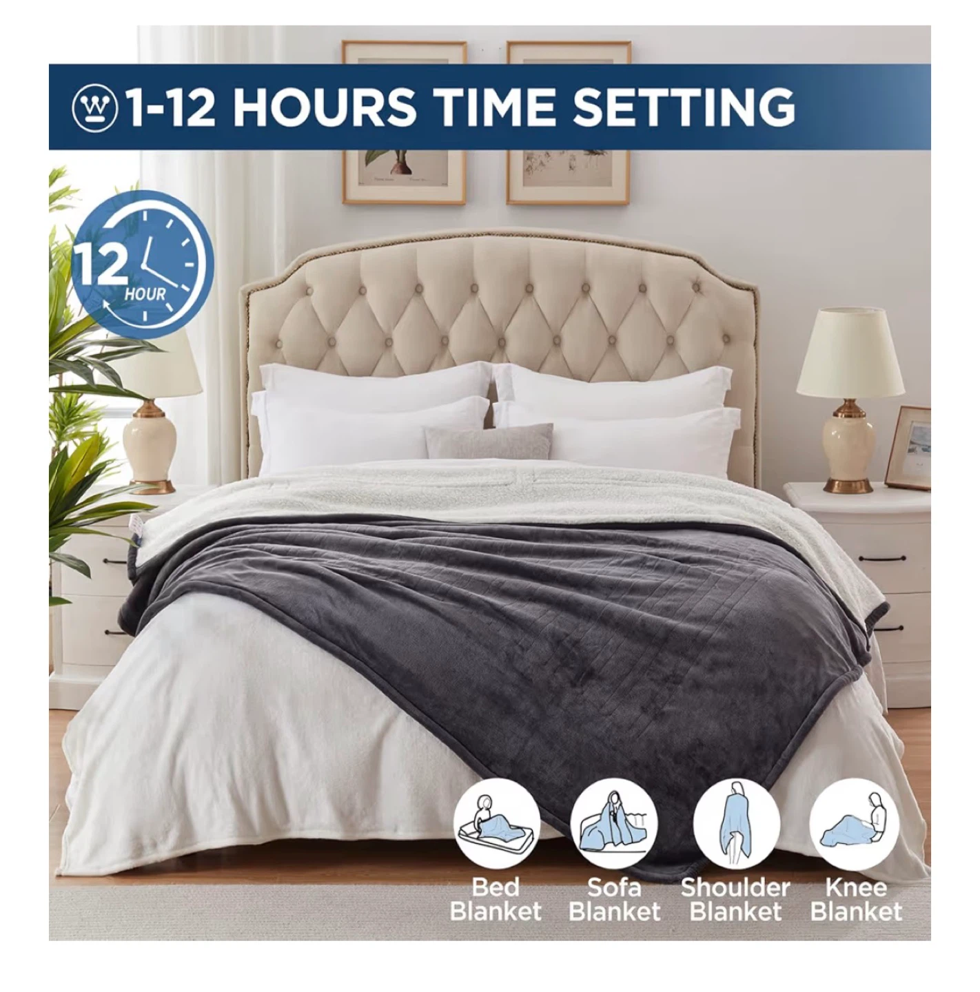 Westinghouse King Warming Blanket - Charcoal - photo 2