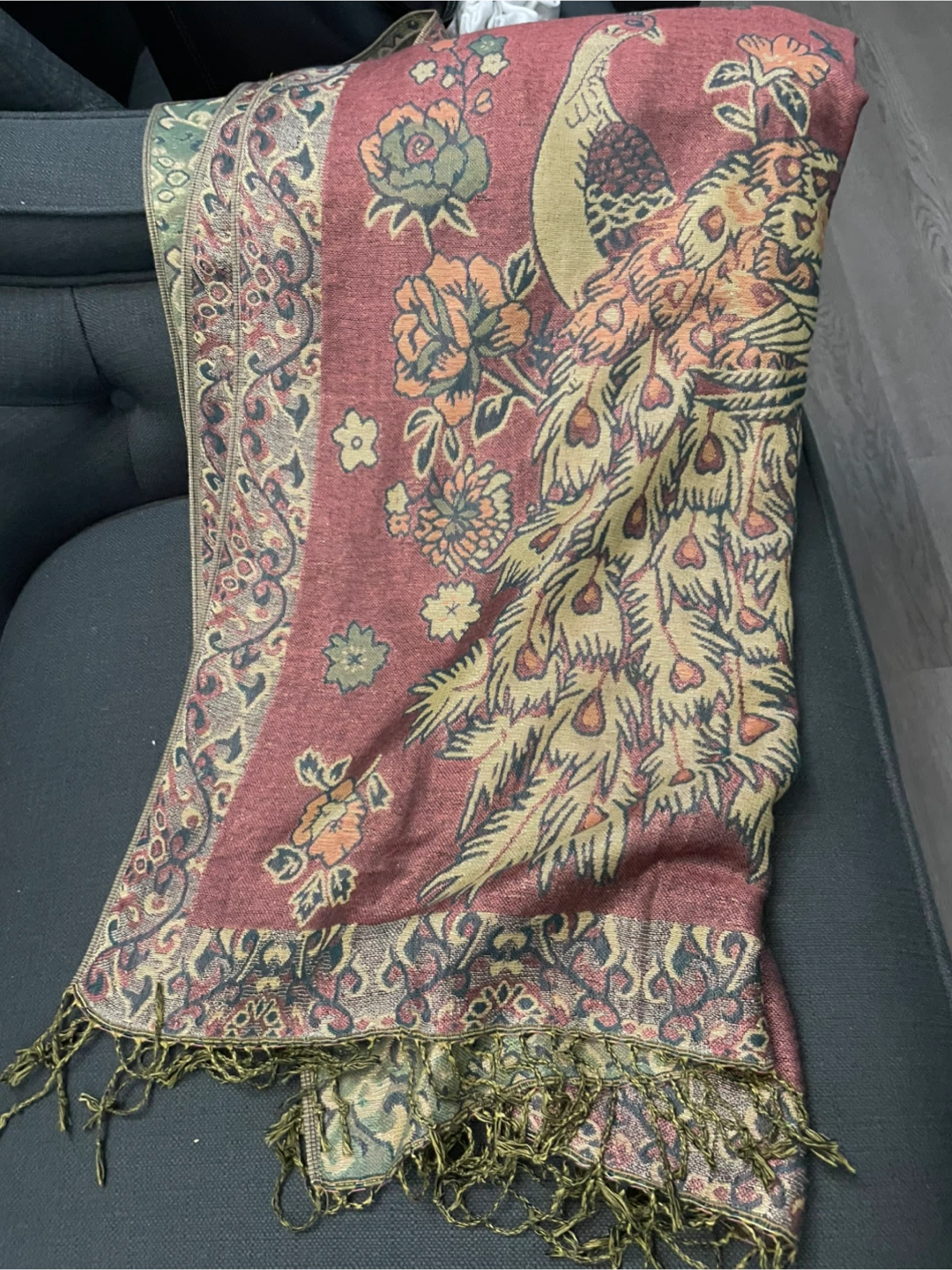 Peacock Floral Pattern Scarf - photo 2