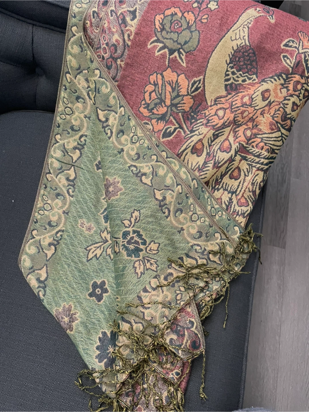 Peacock Floral Pattern Scarf