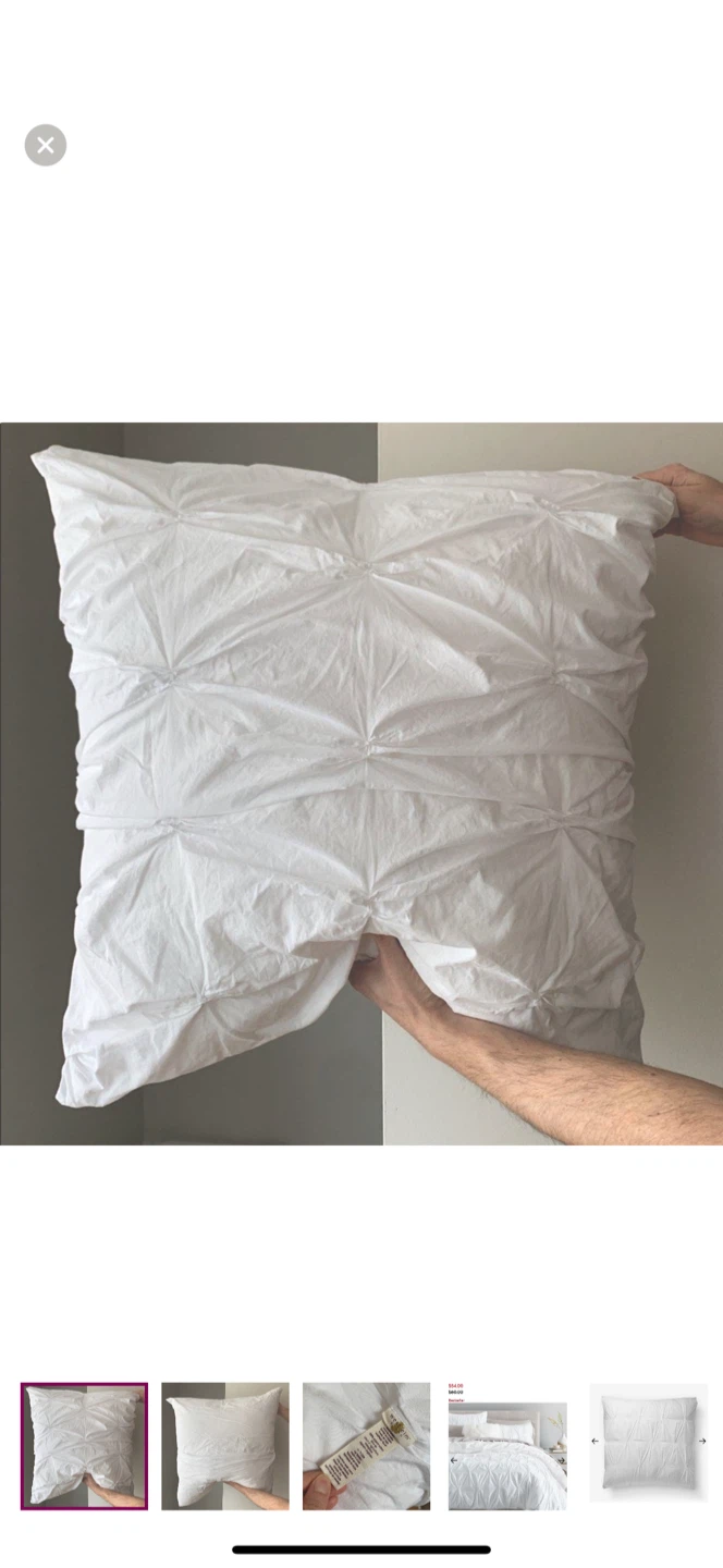 🥕West Elm Organic Green Pintuck Euro Sham Cover & Pillow