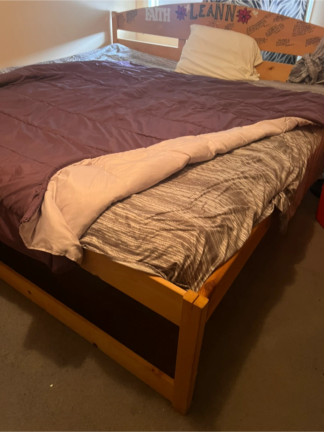 Wooden Bed Frame with Headboard - photo 3