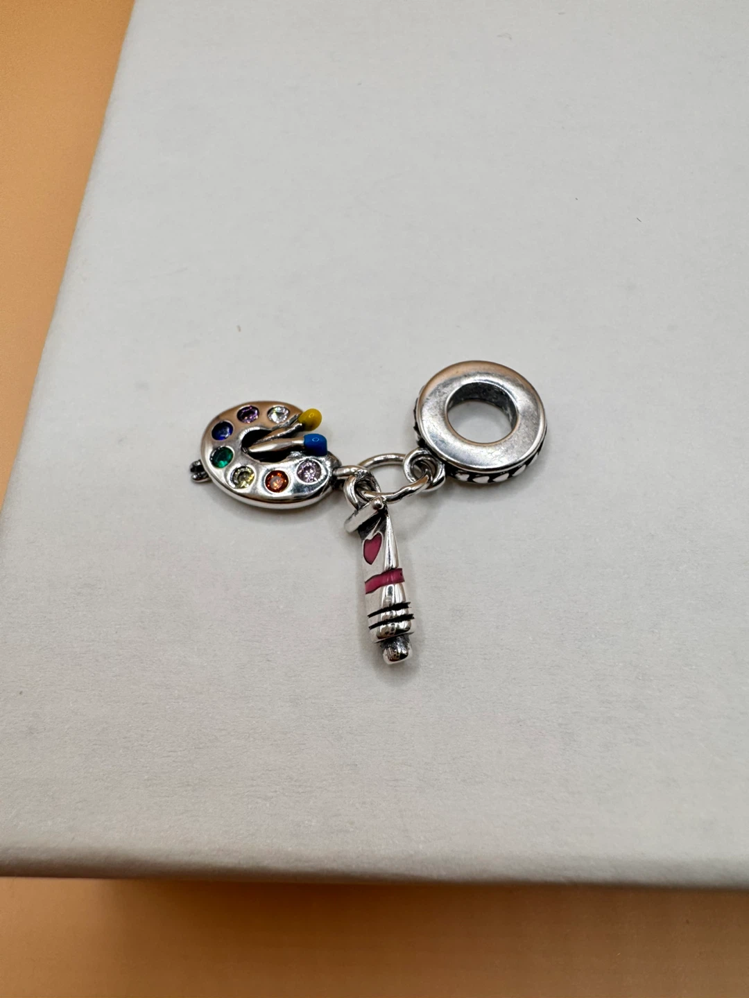 ❤️Sterling Silver 925 Artist Paint Palette & Brush Charm