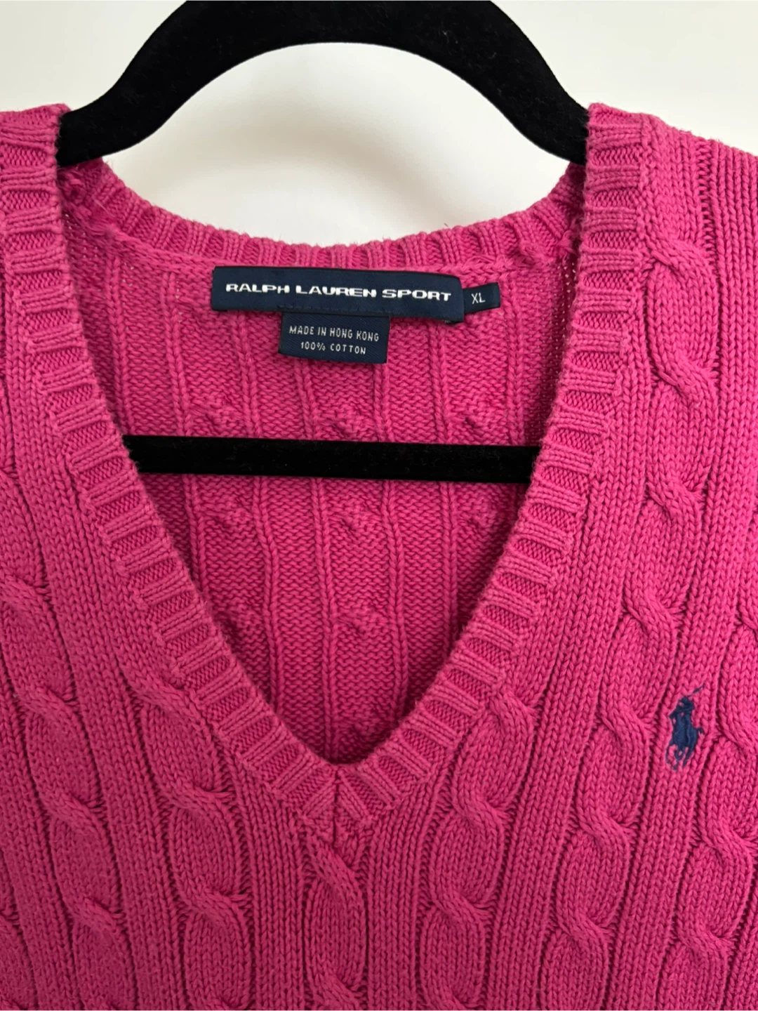 Ralph Lauren Sport Pink Cable Knit Sweater Vest XL - photo 2