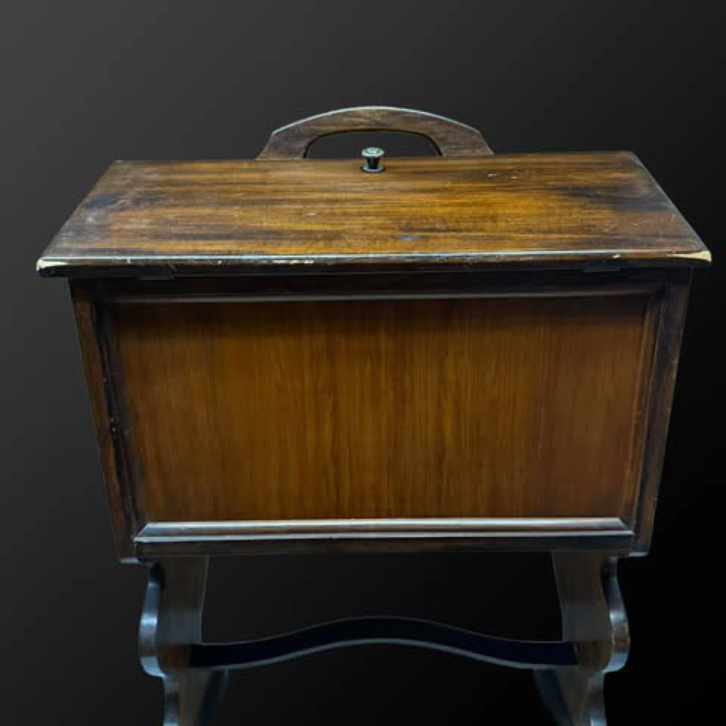 Vintage Wooden Sewing Box with Handle