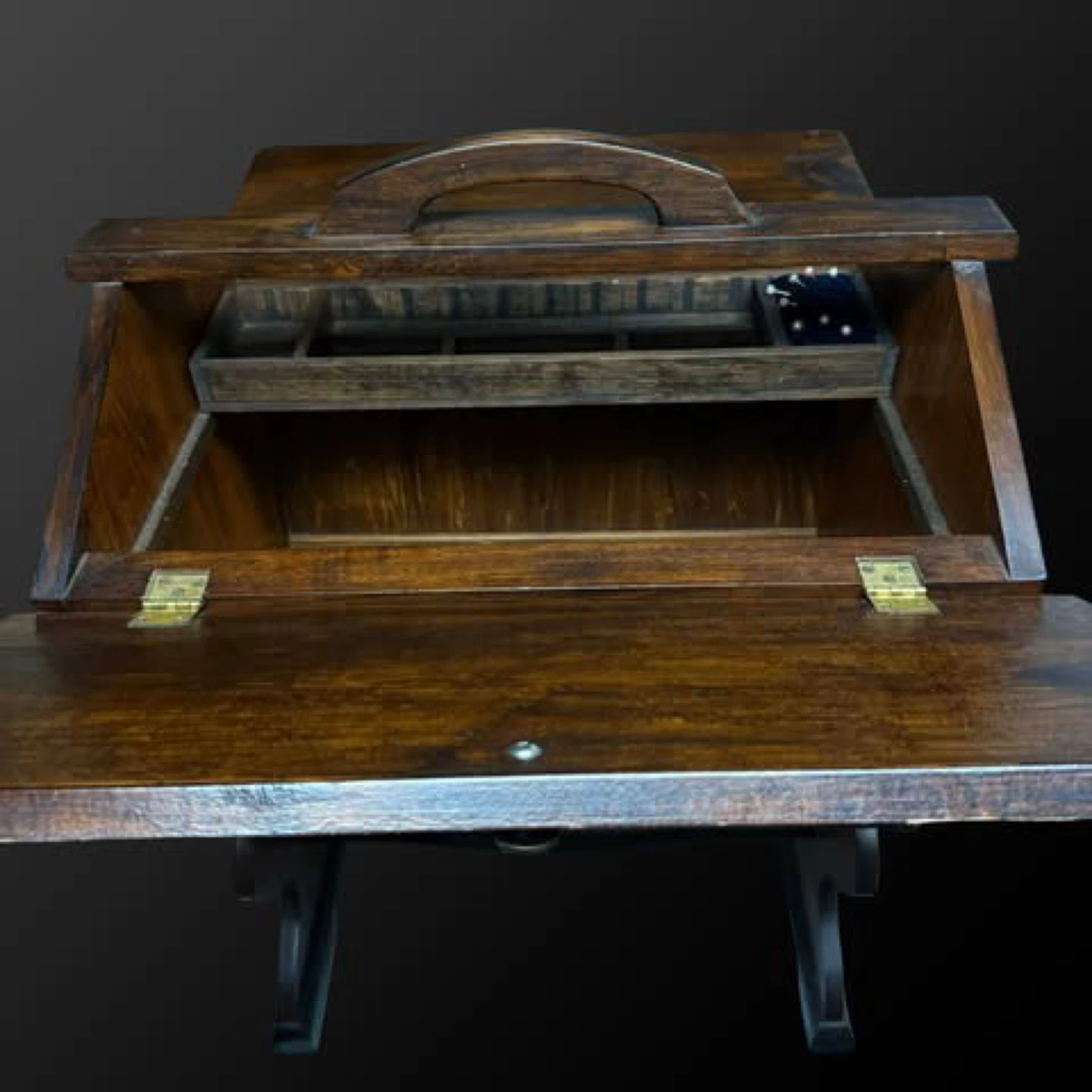Vintage Wooden Sewing Box with Handle - photo 2