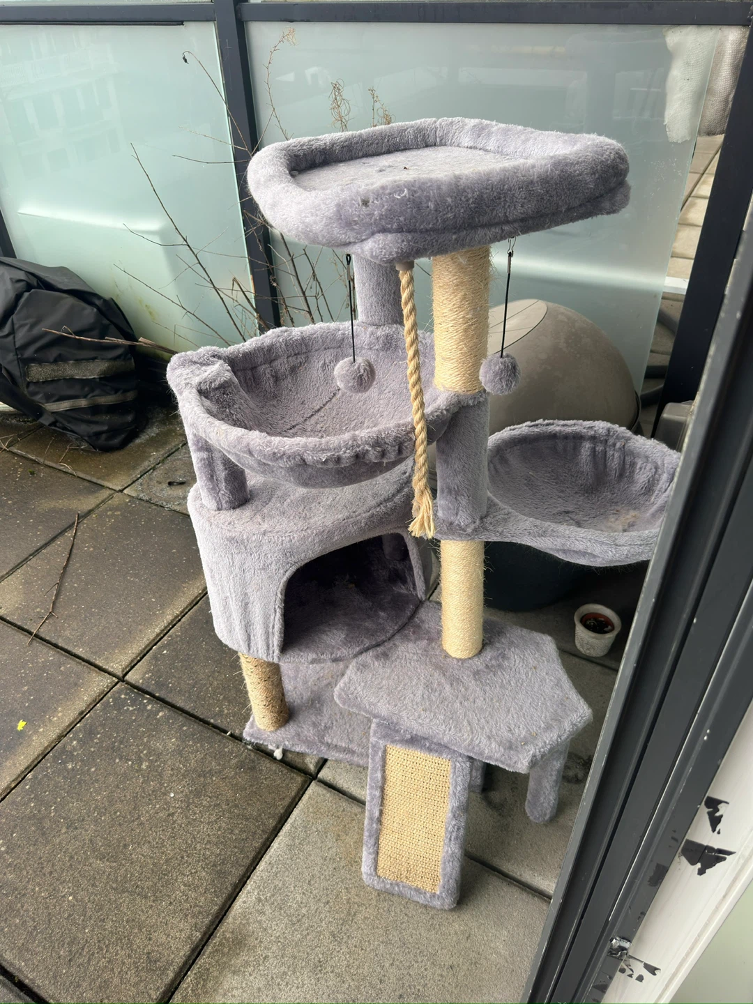 Grey Cat Tree with Scratching Post