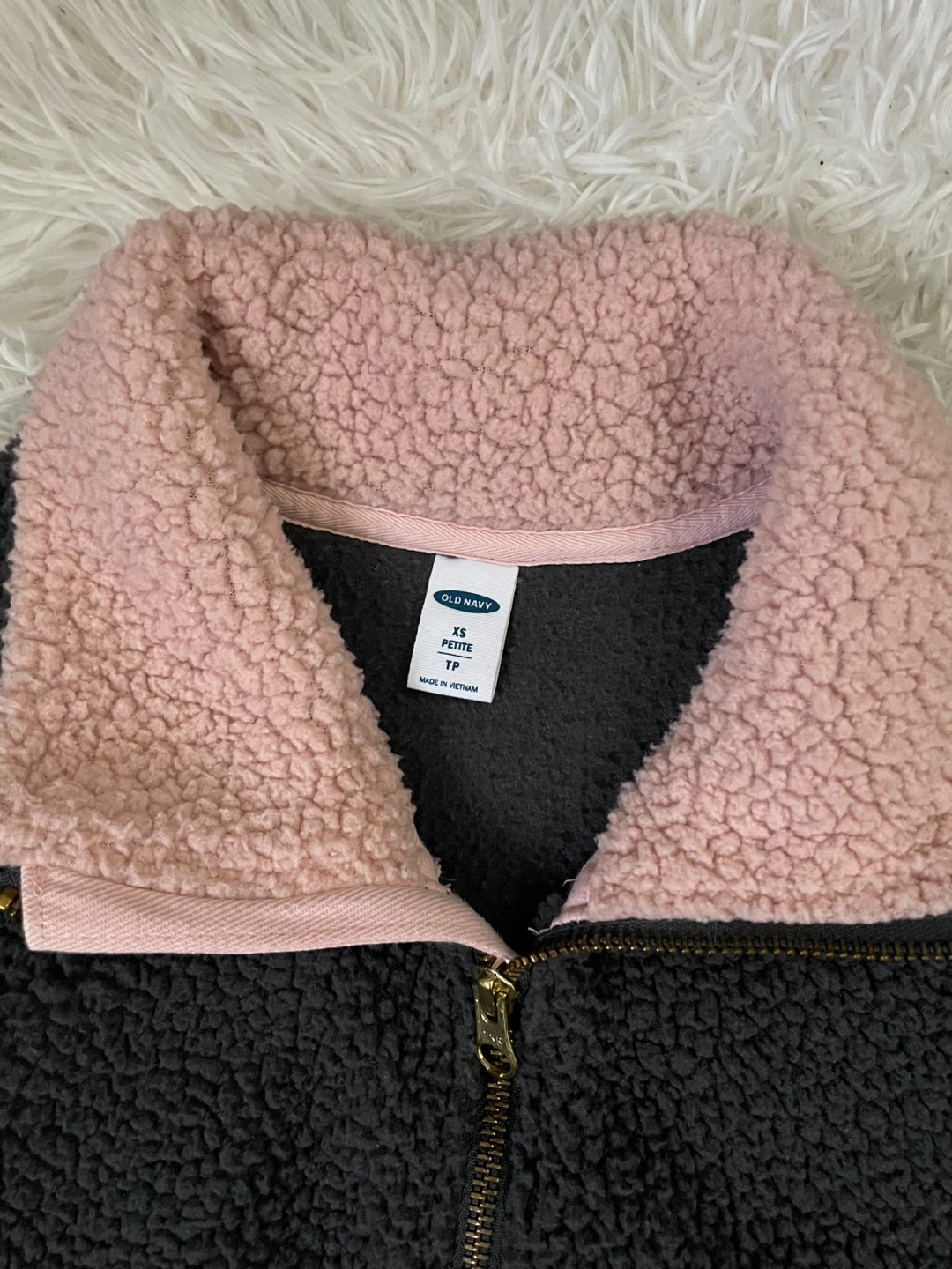 Old Navy Sherpa Quarter Zip Fleece Jacket XS Petite - photo 2