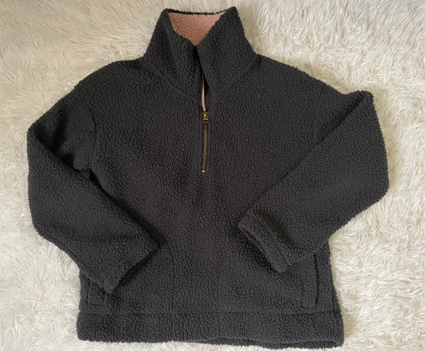 Old Navy Sherpa Quarter Zip Fleece Jacket XS Petite