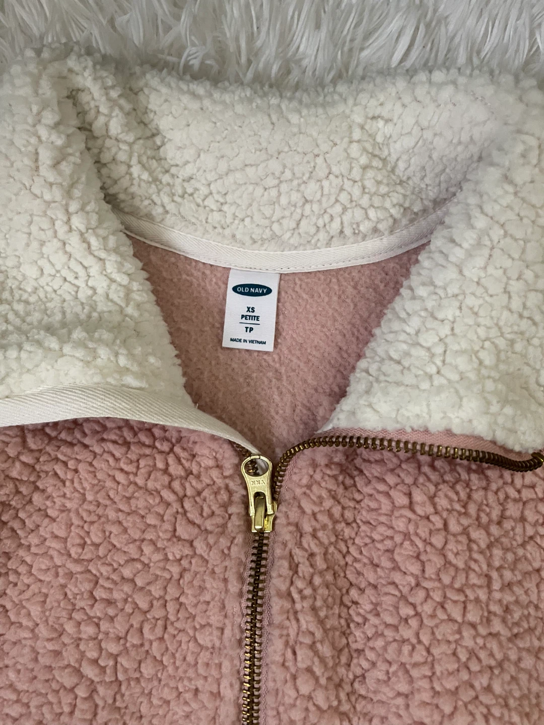 Old Navy Pink Sherpa 1/4 Zip Pullover XS Petite - photo 2