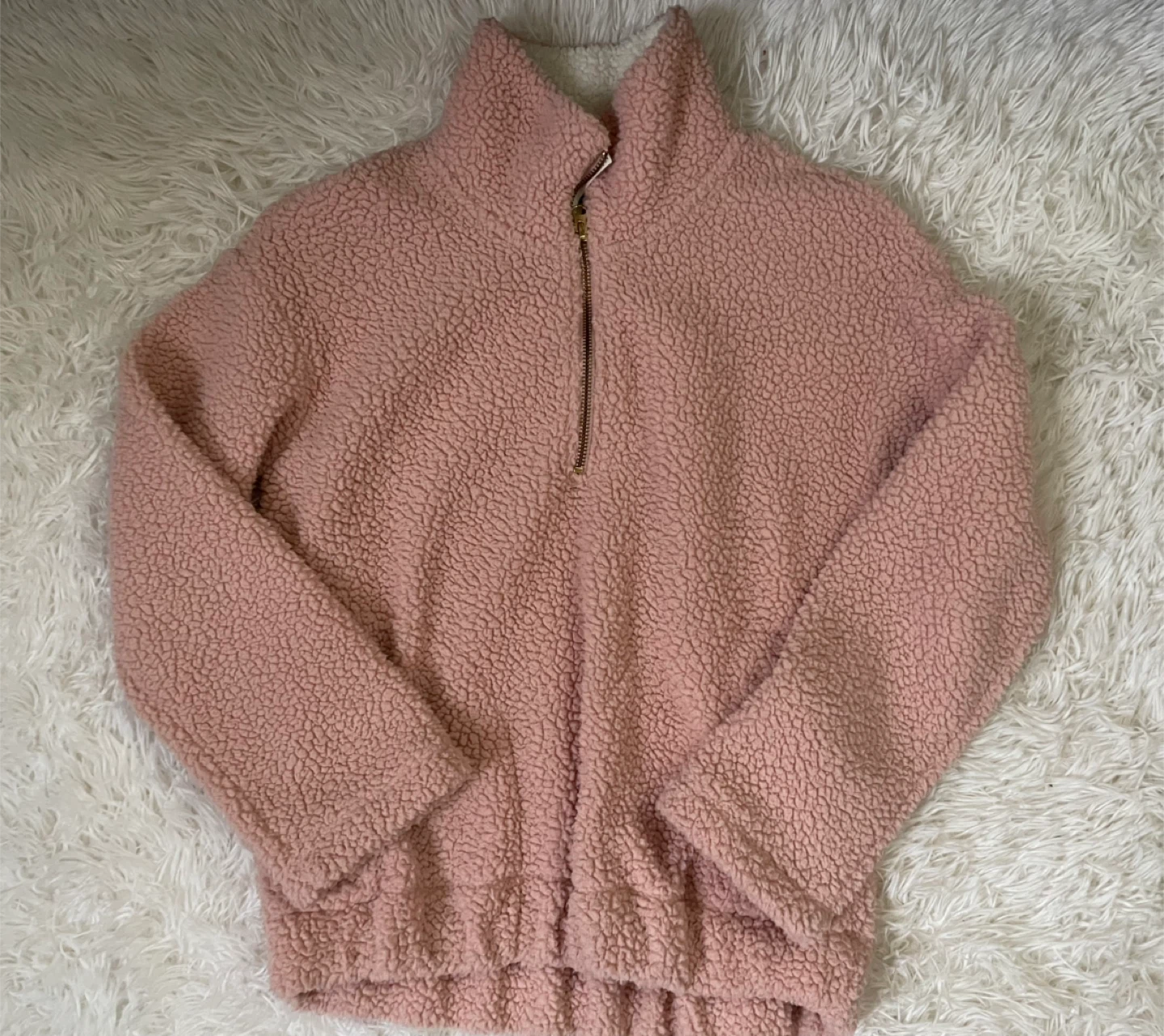 Old Navy Pink Sherpa 1/4 Zip Pullover XS Petite