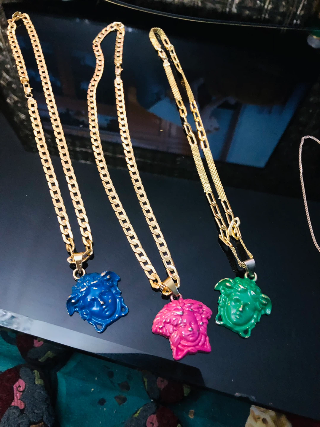 925 k Medusa Head Pendants with Chains stamped