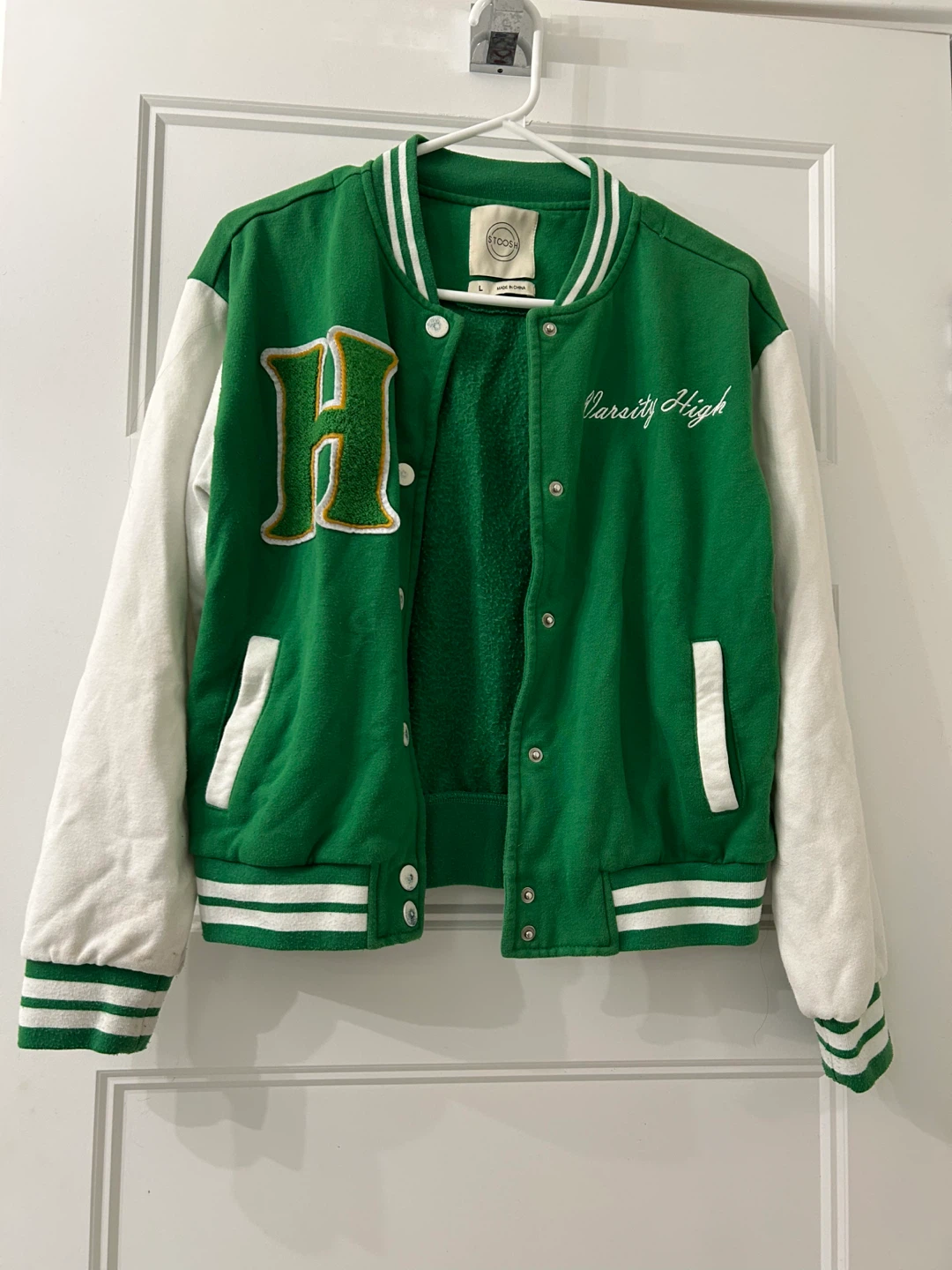 Varsity High Green & White Letterman Jacket