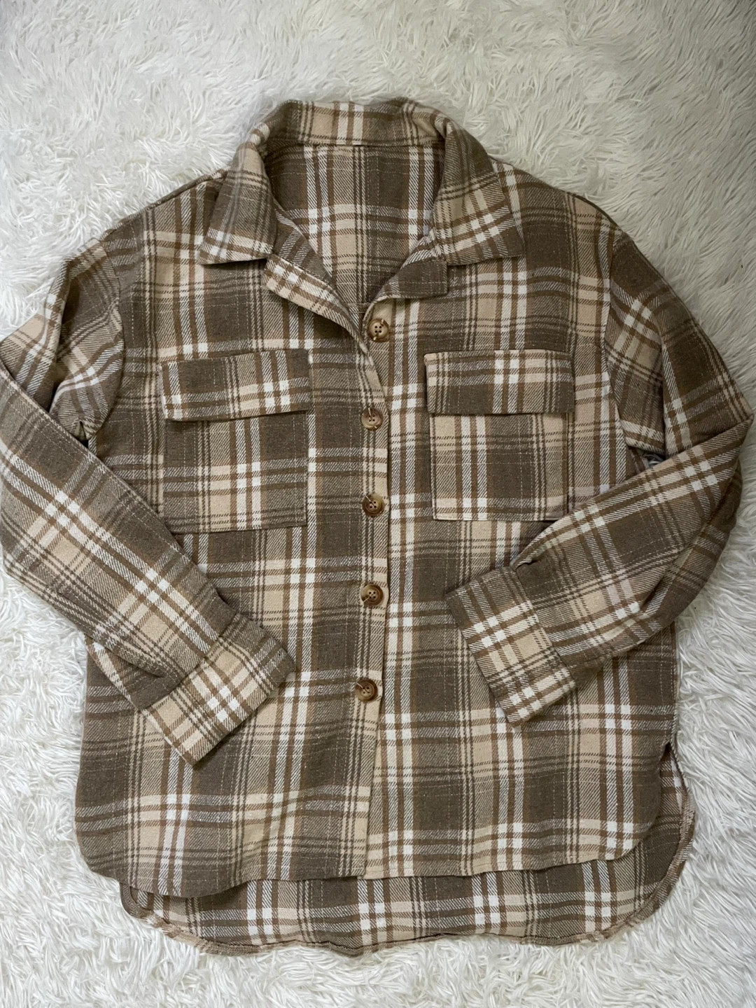 Brown Plaid Flannel Shirt Jacket