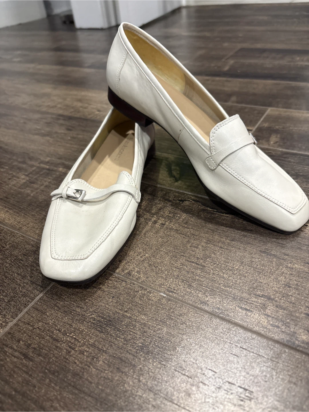 Enzo Angiolini Women's White Leather Loafers Size 10