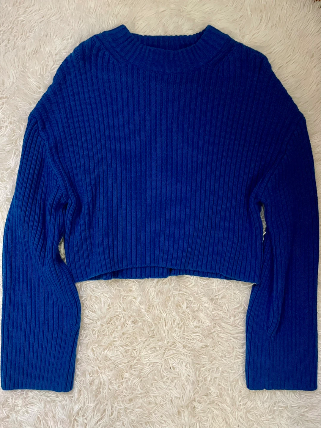 H&M Blue Ribbed Cropped Sweater Size S
