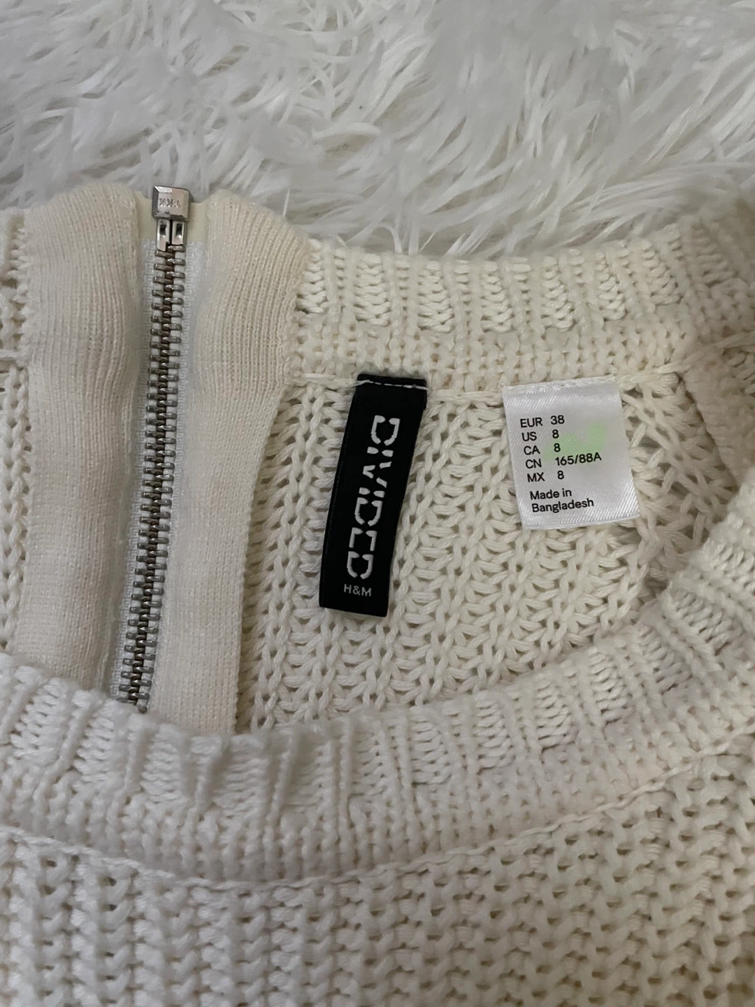 H&M Cream Knit Sweater with Zipper Back - Size 8 - photo 3