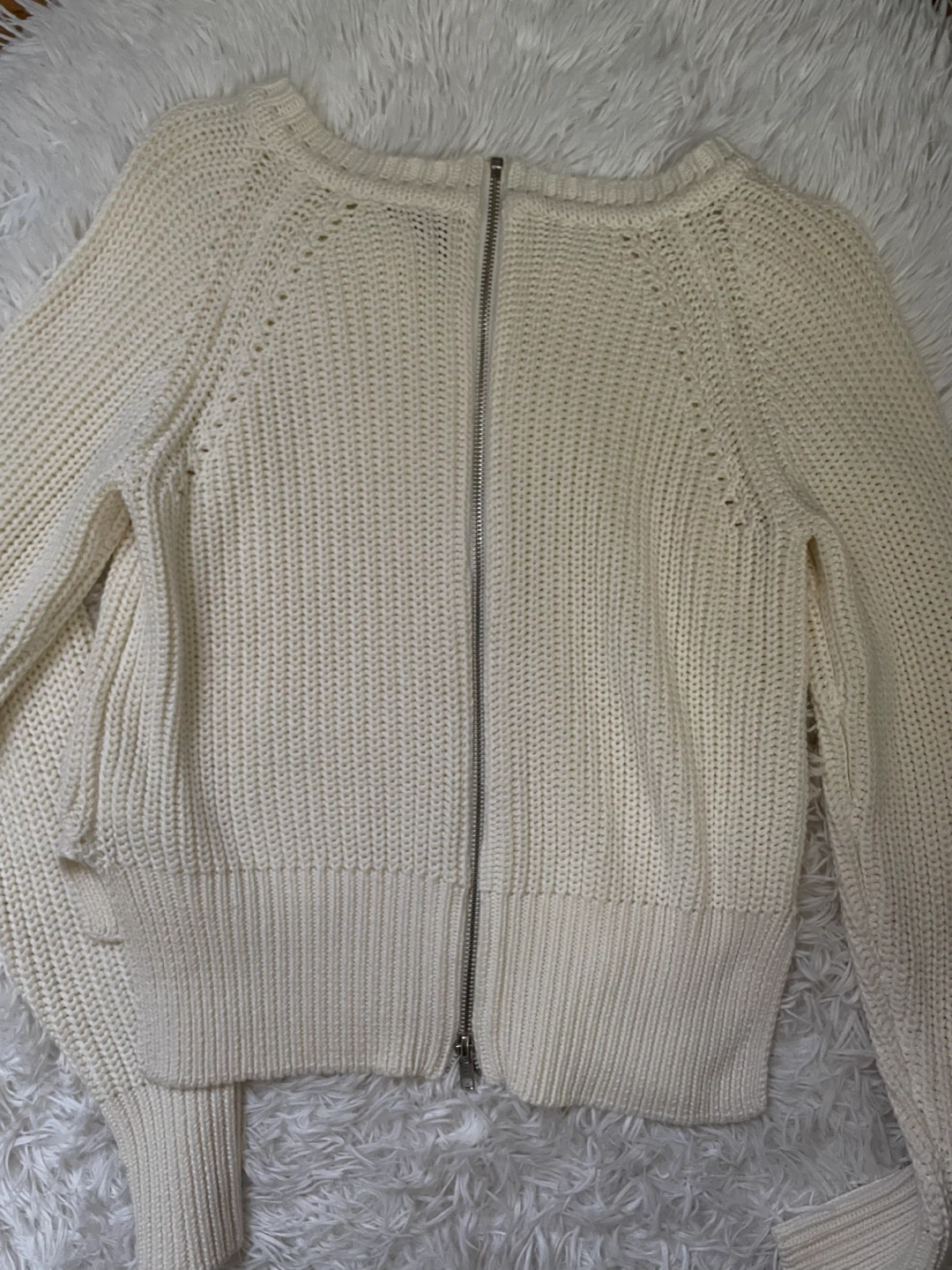 H&M Cream Knit Sweater with Zipper Back - Size 8 - photo 2