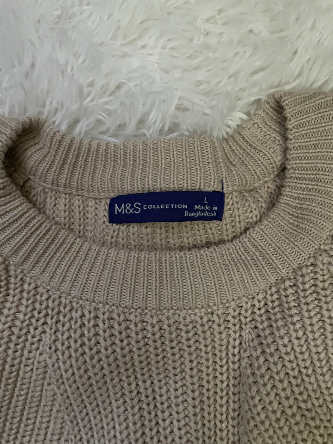 M&S Collection Beige Knit Sweater - Size L - photo 2