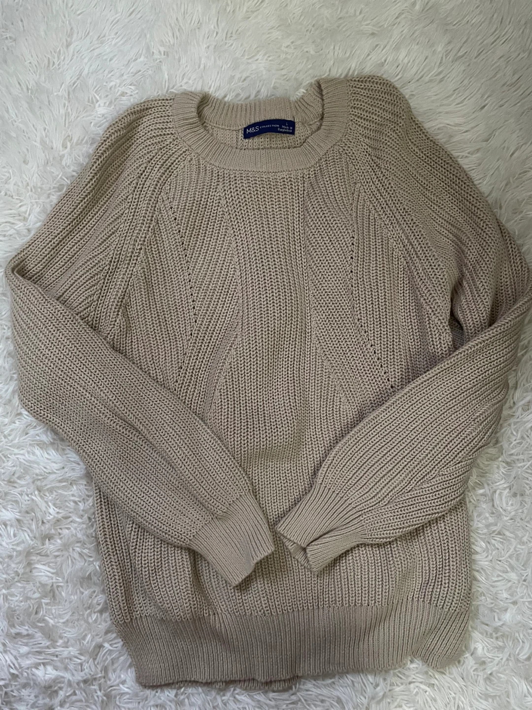 M&S Collection Beige Knit Sweater - Size L