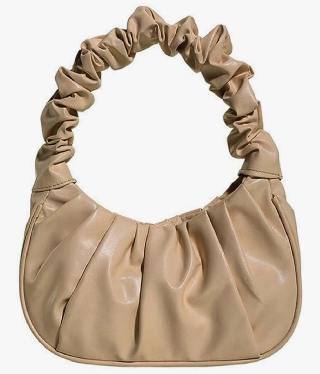 Beige Ruched Shoulder Bag