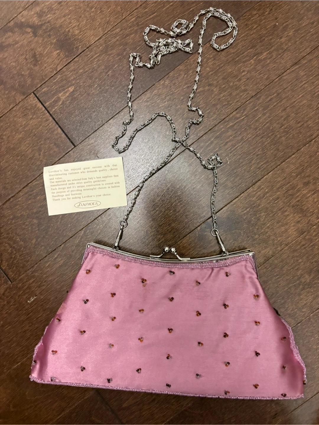 LuvShoes Pink Beaded Clutch Purse with Chain - photo 2