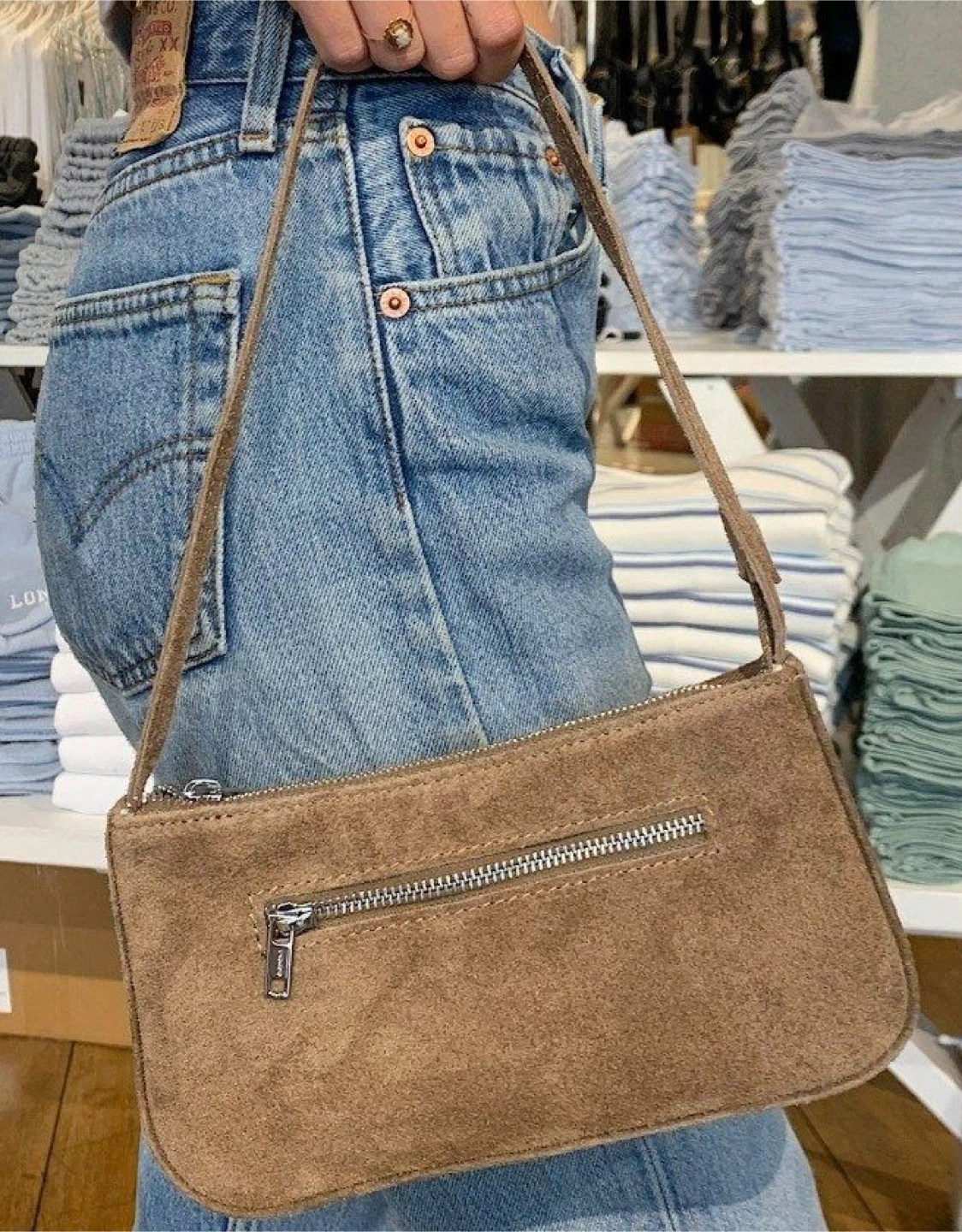 Brown Suede Shoulder Bag