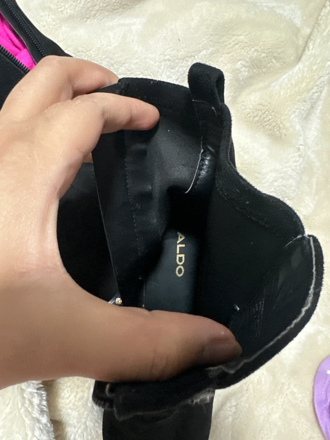 ALDO Black Suede Block Heel Ankle Boots 95% new - photo 4