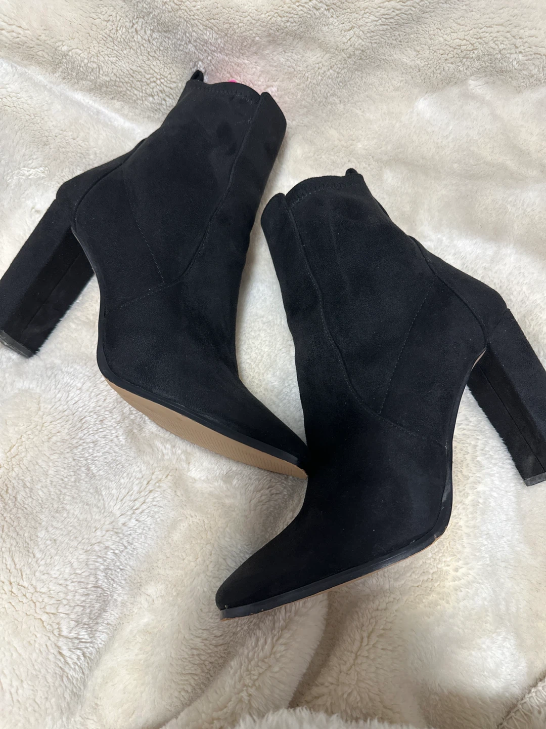 ALDO Black Suede Block Heel Ankle Boots 95% new