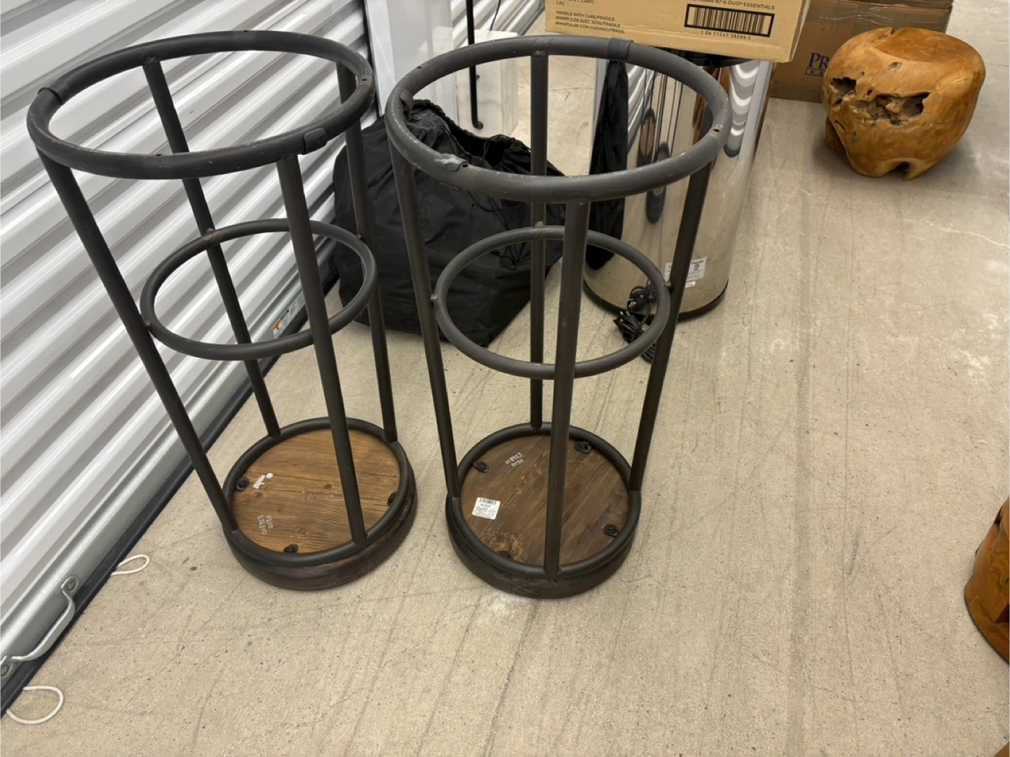 Mixed Set of 4 Industrial Style Bar Stools with Wooden Seats - photo 3