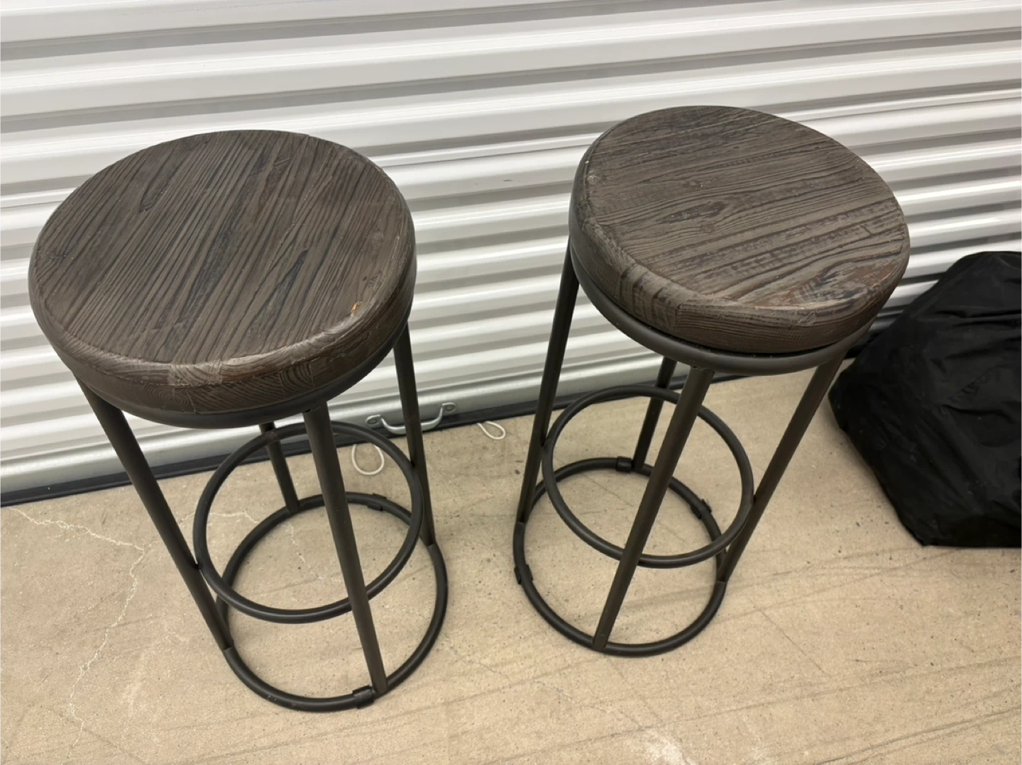 Mixed Set of 4 Industrial Style Bar Stools with Wooden Seats - photo 2