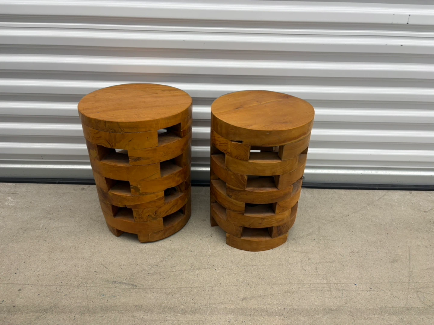 Set of 2 Indonesian Teak Stools - photo 2