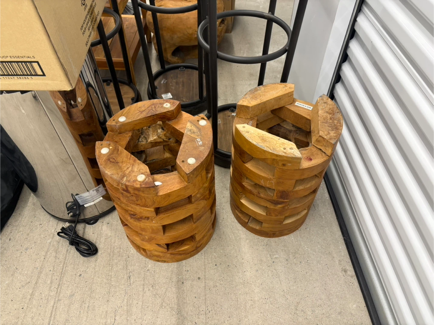 Set of 2 Indonesian Teak Stools - photo 5