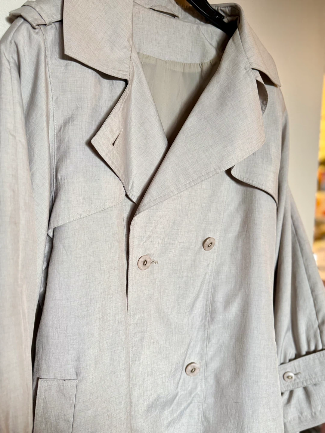 Beige Double-Breasted Trench Coat