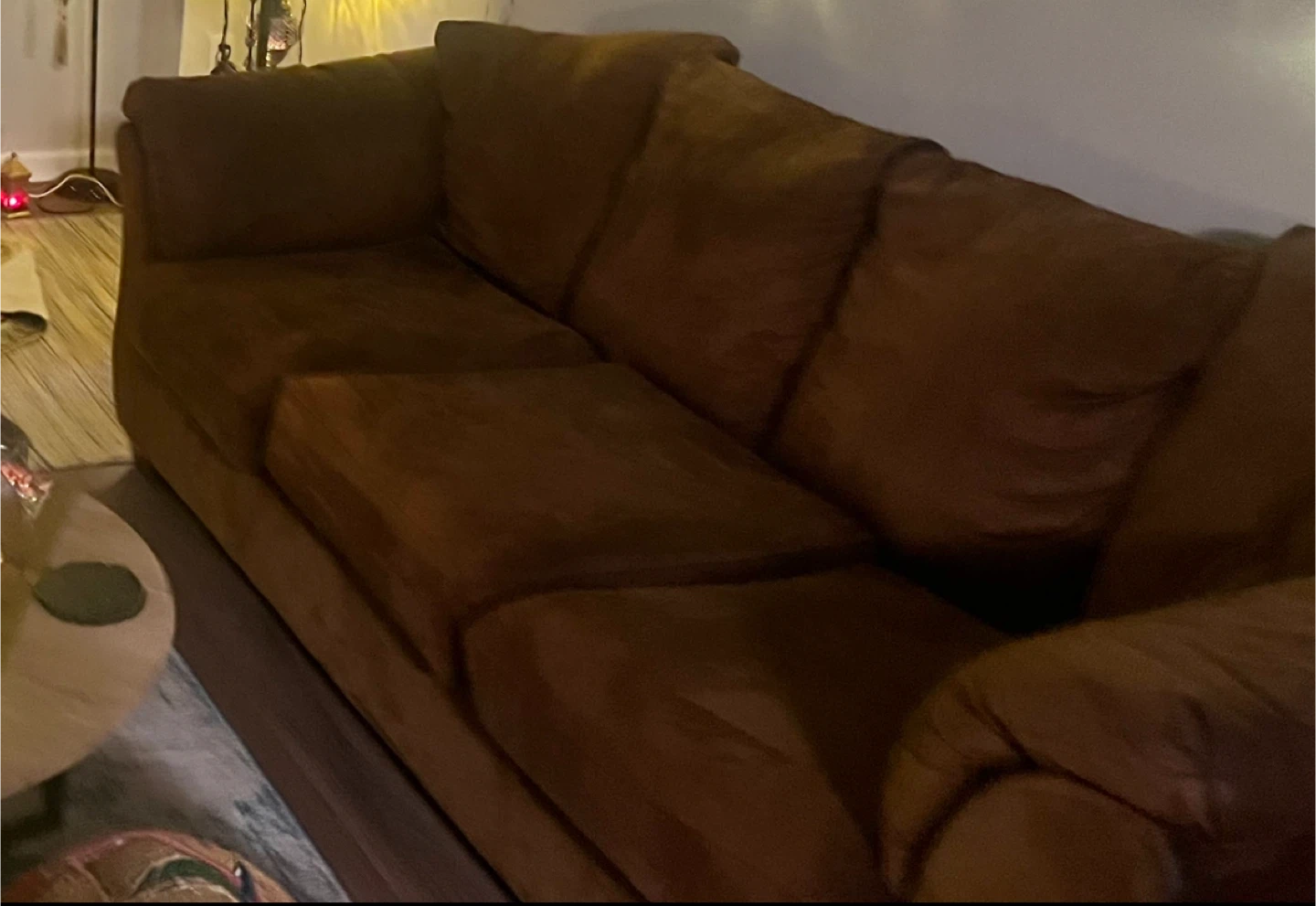 Ashley 3 seater couch (brown with blue covers free!)