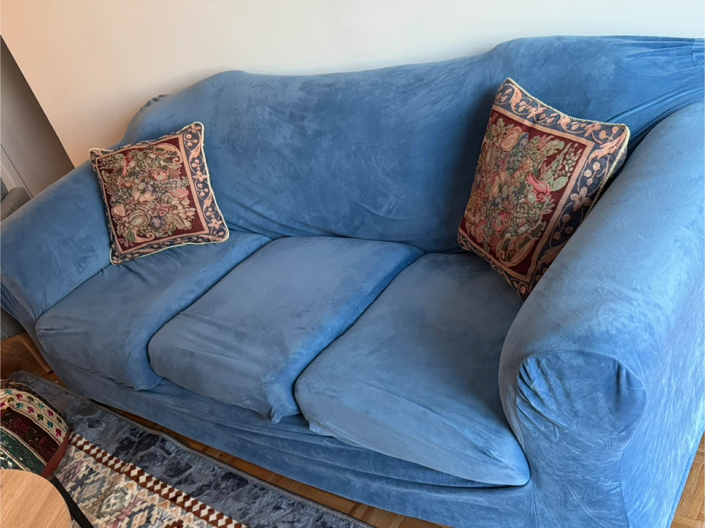 Ashley 3 seater couch (brown with blue covers free!) - photo 3