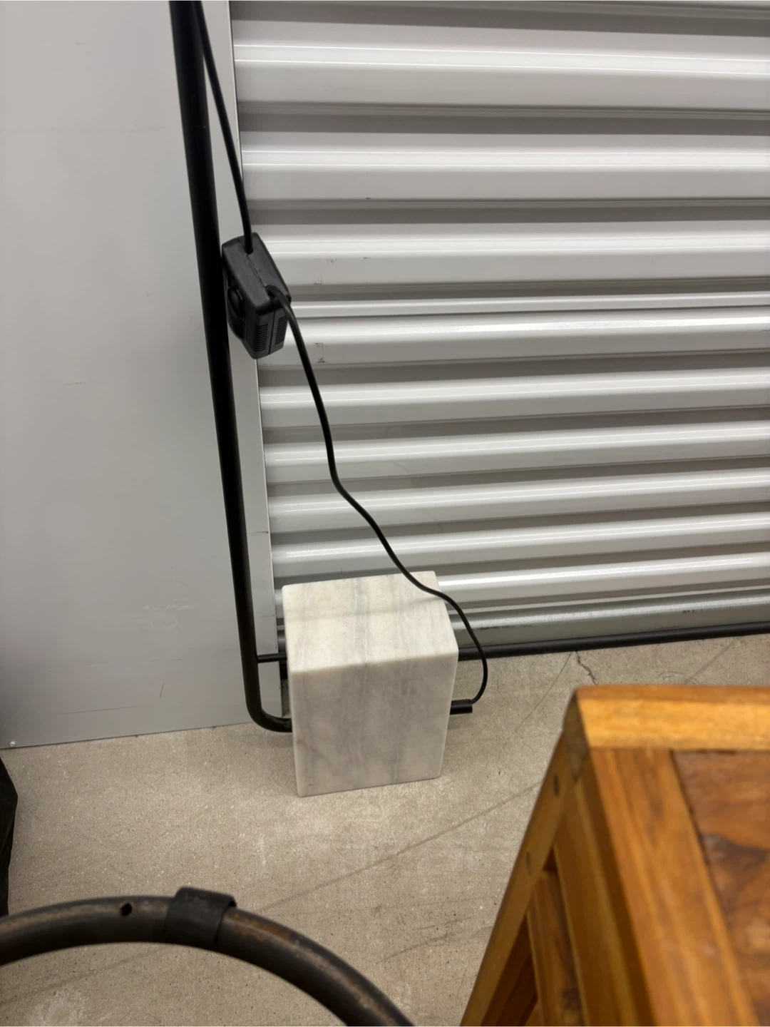 CB2 Black Floor Lamp with Marble Base