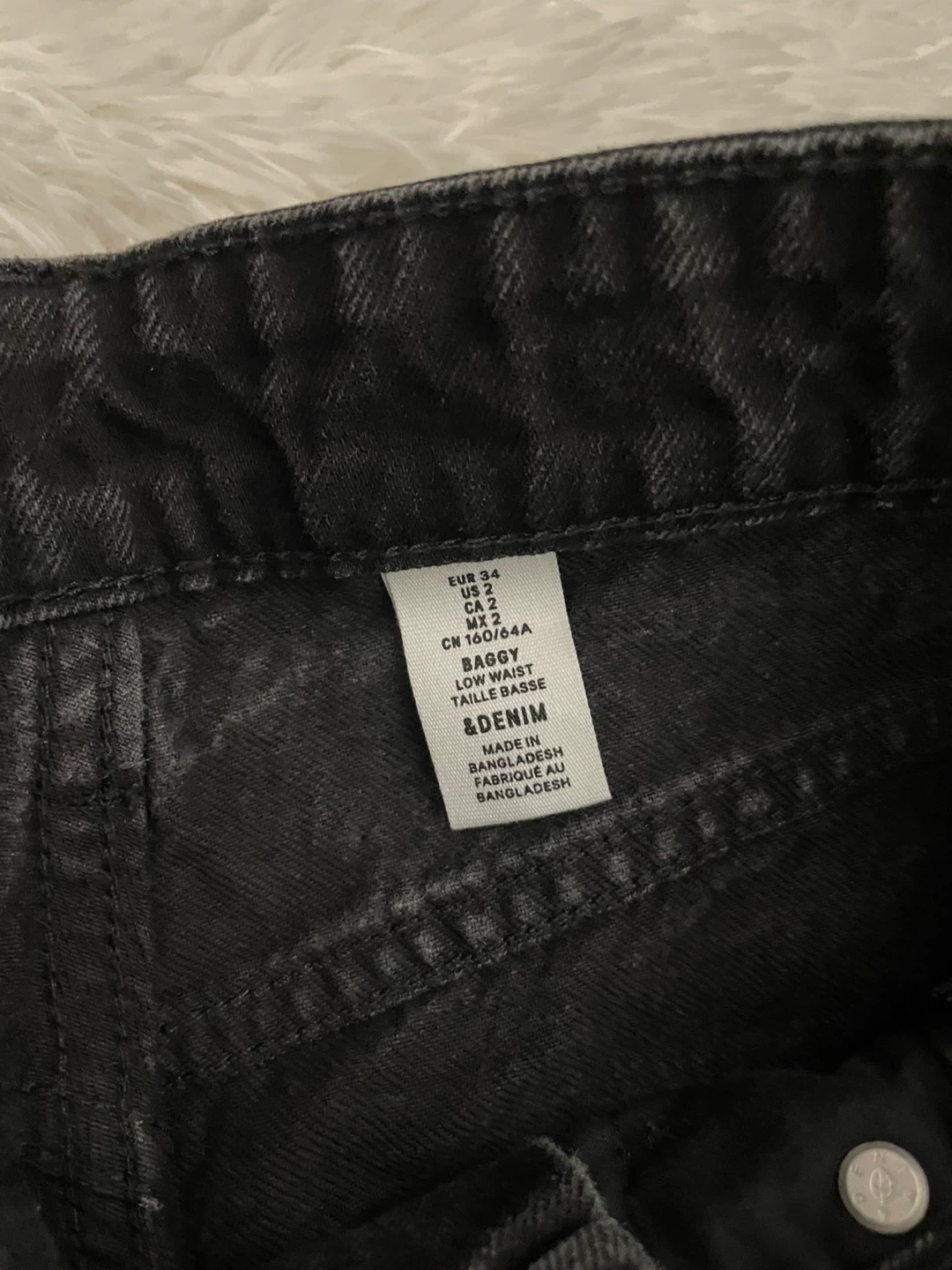 H&M &DENIM Black Low Waist Baggy Jeans Size 2 - photo 2
