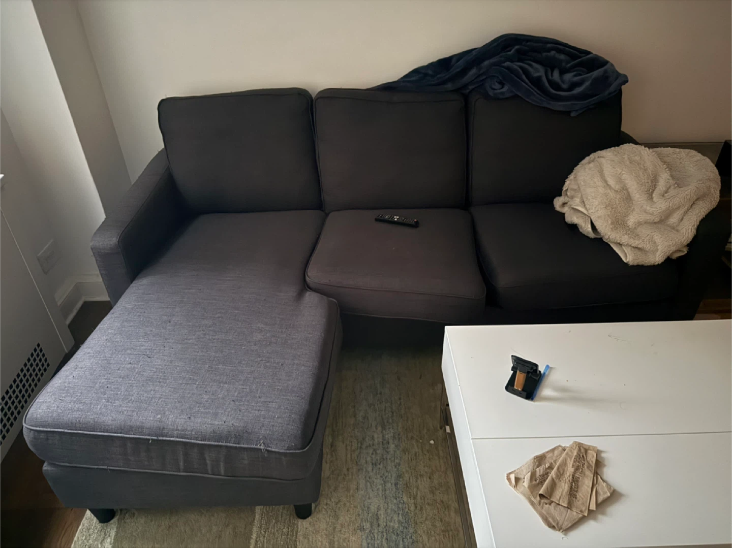 Dark Gray Sectional Sofa with Chaise