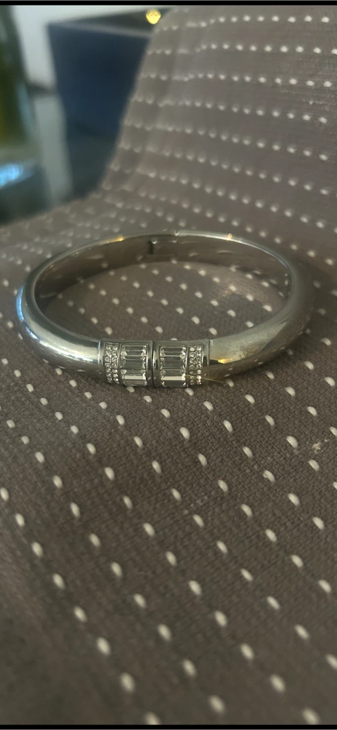 Michael Kors Silver Tone Bangle Bracelet with Crystals