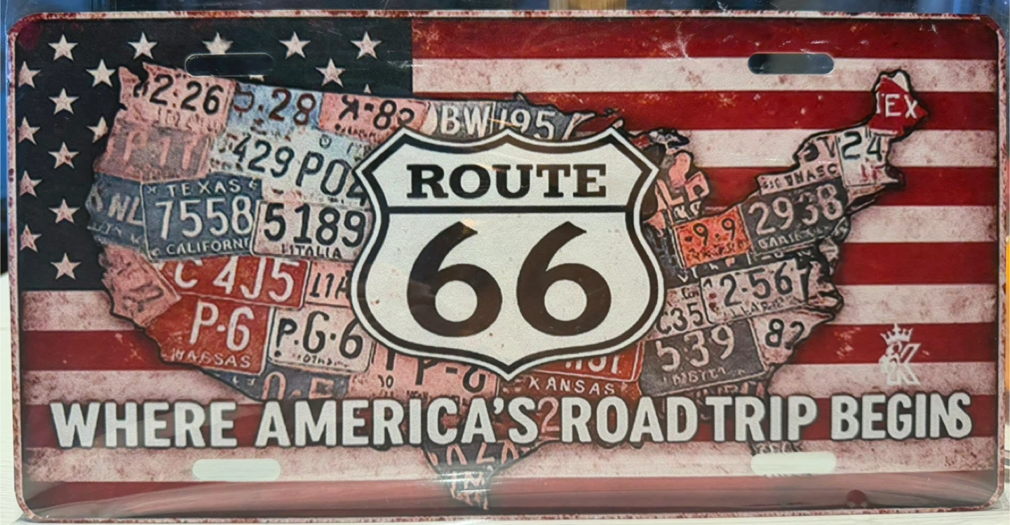 Route 66 Metal License Plate Sign